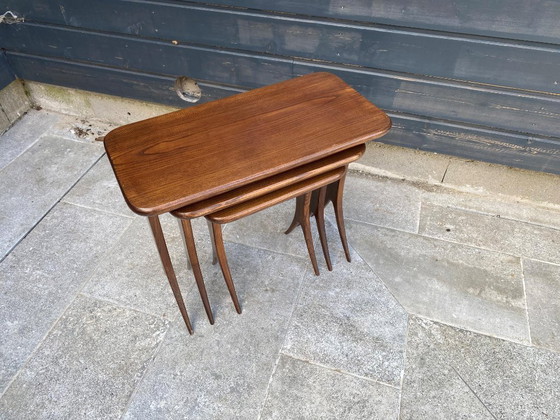 Image 1 of Set of 3 nesting tables by Raphaël Raffel Raphael Scandinavian style vintage 60s 1960