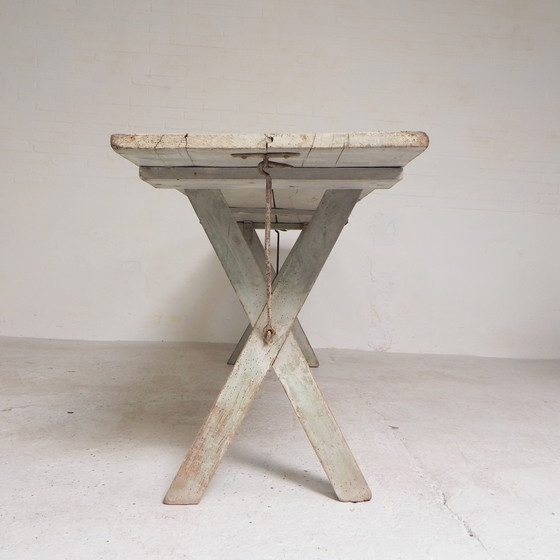 Image 1 of Grande table pliante, table à bière Biere Amos Metz, années 1930