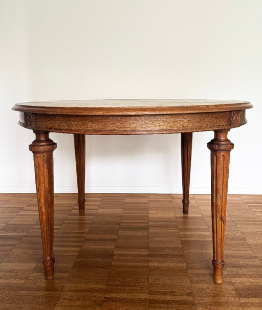 Vintage round table, oak, extendable – eettafels, Wood