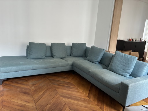 Canapé modulable Meridiani – modèle Prince – bleu – 2 éléments