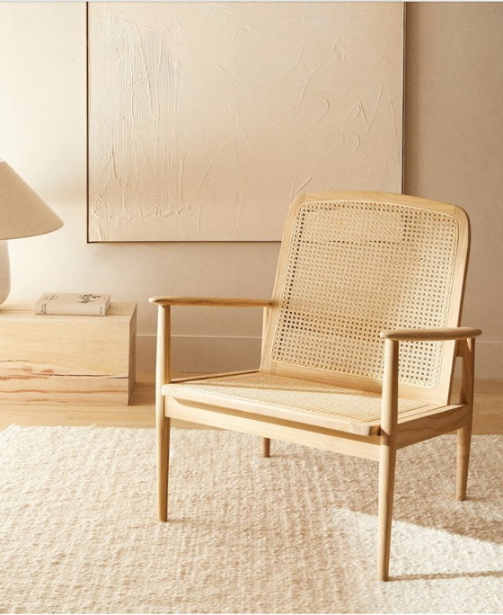 Image 1 of 2x Teak- und Rattan-Sessel von Zara Home