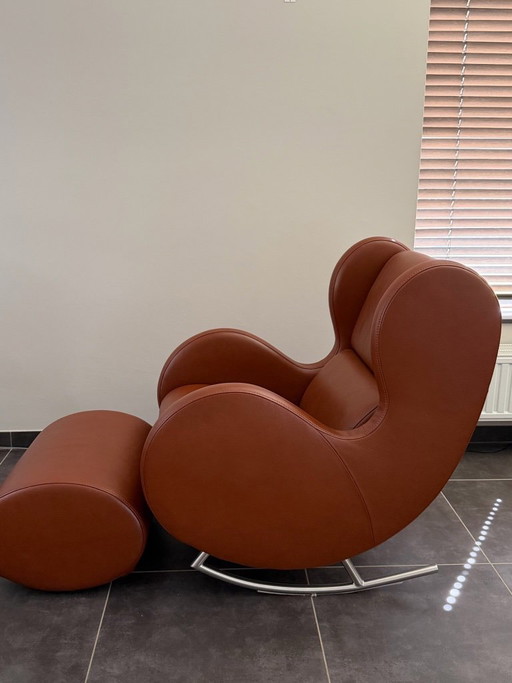 Schommelstoel Met Poef Big Oma Durlet – schommelstoelen, Leather, Metal (photo 2 of 12)
