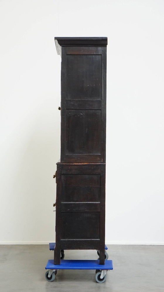Image 1 of Antique English oak food cupboard/ cabinet from late 18th/ early 19th century