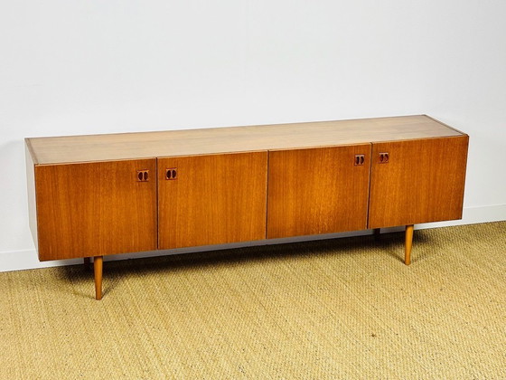 Image 1 of Scandinavian teak sideboard with 4 doors and tapered legs, 1960