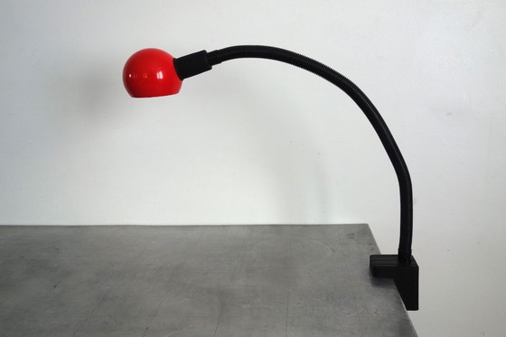 Image 1 of Vintage black and red clip-on desk lamp
