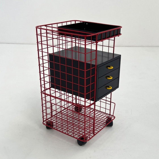 Image 1 of Postmodern Wire Chest of Drawers on Wheels, 1980s