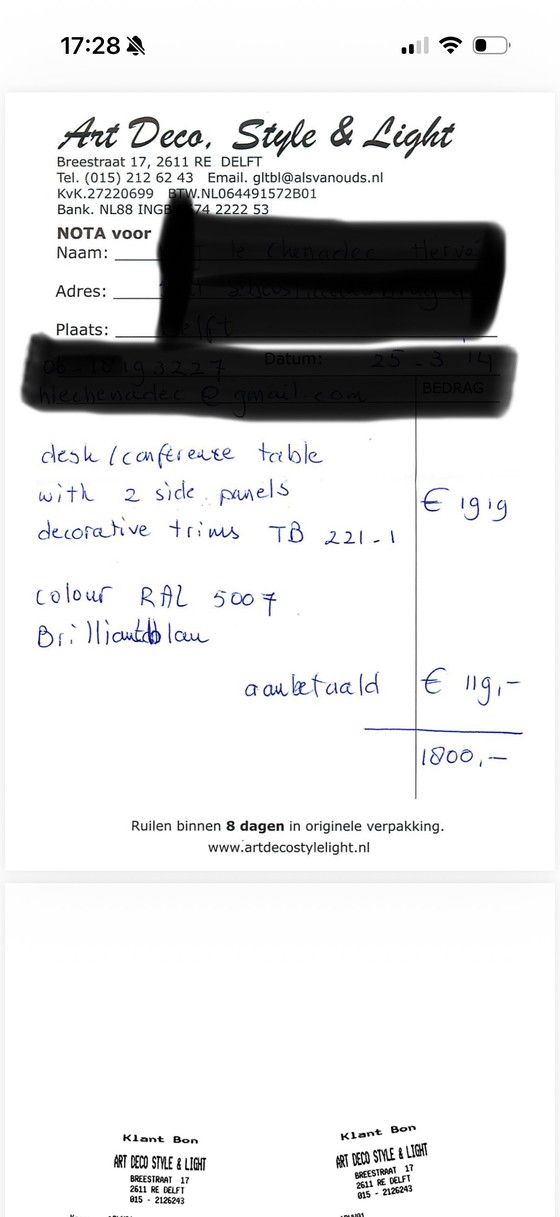 Image 1 of Bureau/table de conférence Muller bleu brillant