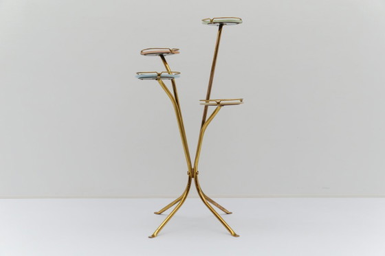 Image 1 of Portafiori in ottone e vetro color pastello, stile Mid-Century Modern, anni '50