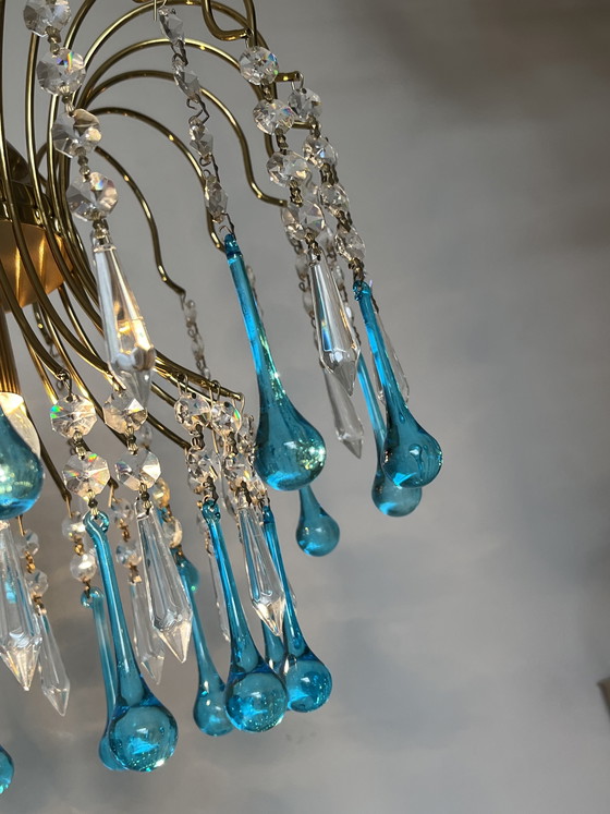 Image 1 of Lustre Murano vintage bleu en forme de larme