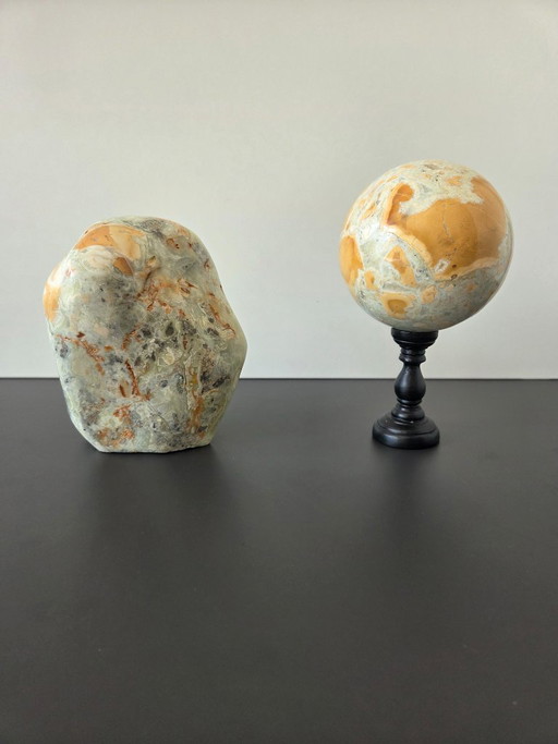 Natural stone ornament on base & Natural stone unique shape (Duo)