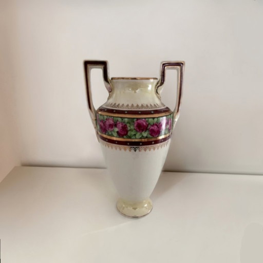 Art Déco Feinste Steingut- und Goldvase Boch Frères C. 1920