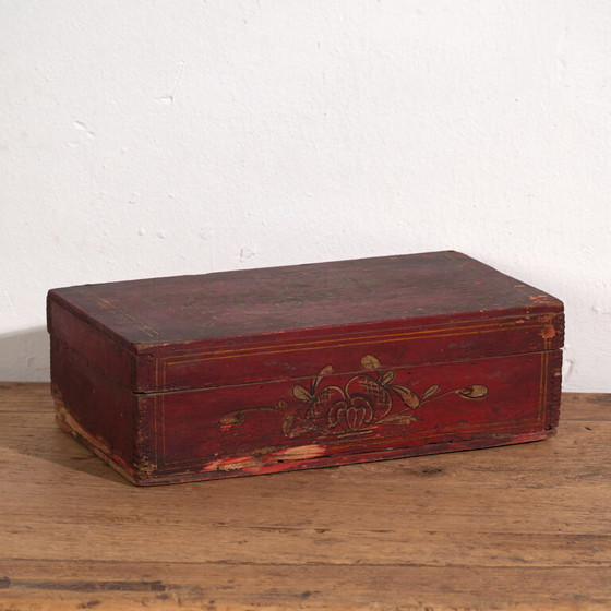Antique rectangular box with floral motifs (c.1900) #3 – Storage cabinet (photo 7 of 35)