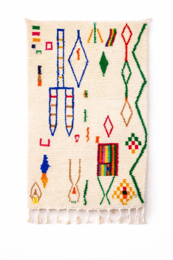 Alfombra Marroquí Azilal – Alfombra de Lana con Símbolos Bereberes Coloridos | 300x250 – Wool, Cotton (photo 7 of 7)