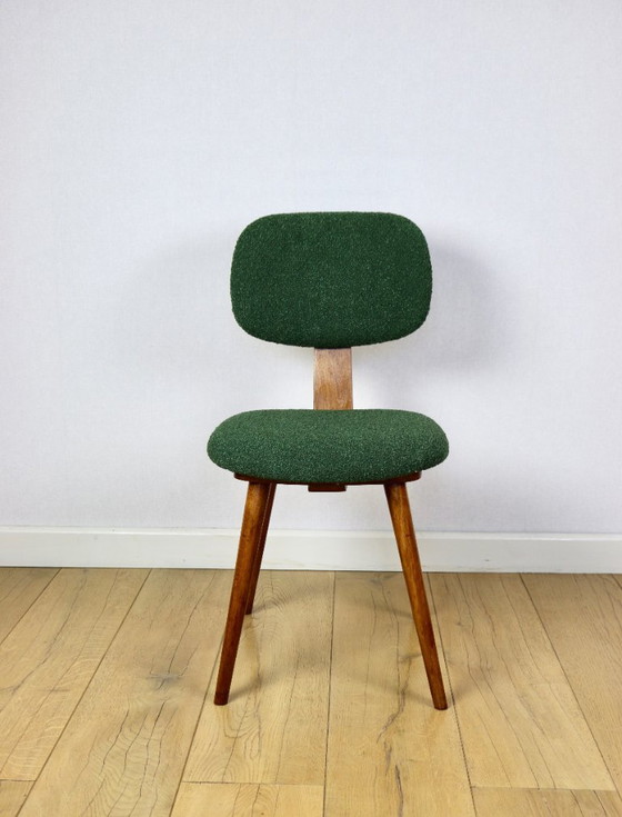 Image 1 of Vintage chair with green boucle backrest like Skoczek - set of 2 chairs