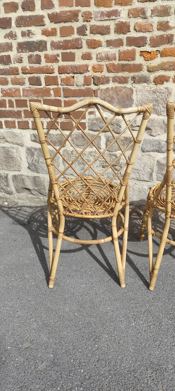 Image 1 of Set di 4 sedie in rattan Louis Sognot