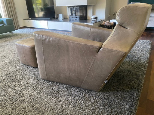 Linteloo leather men's chair with hocker