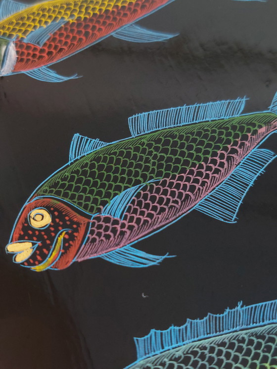 Image 1 of Scatola laccata vintage dipinta a mano di metà secolo, decoro Fosch