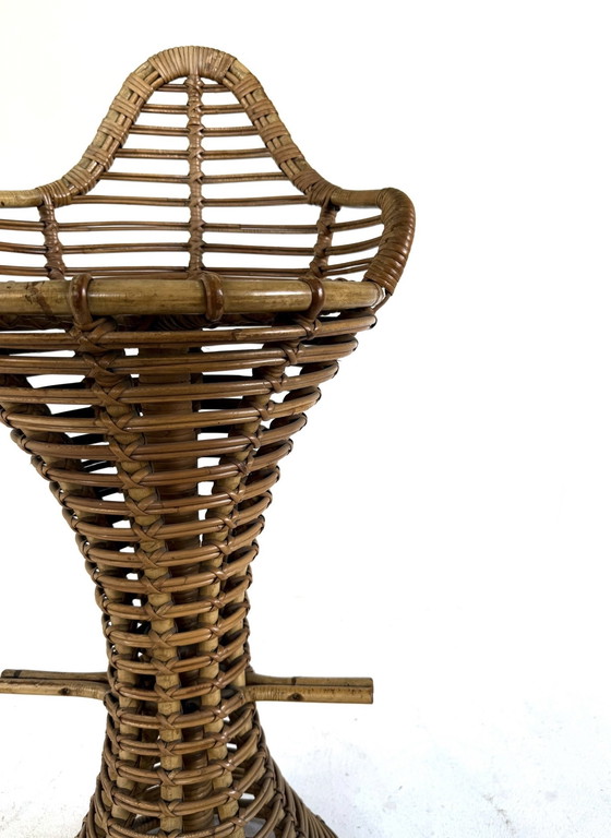 Image 1 of 3x tabouret de bar en rotin vintage, Mary Beatrice Bloch '50