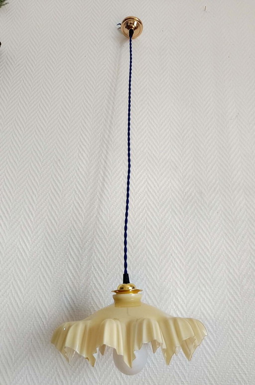 Art Deco draped yellow glass pendant light