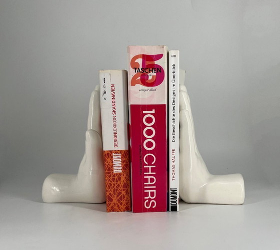 Image 1 of Vintage Ceramic Hand Bookends – Sculptural 1970s European Design (Set of 2)