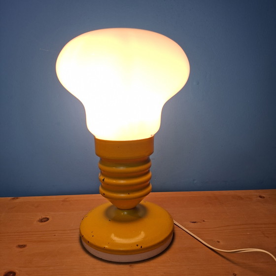 Image 1 of Mid-century Italian space-age table lamp glass metal