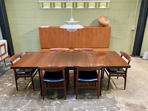 Uitschuifbare teakhouten eettafel van Fred Ruf voor Knoll International uit 1959