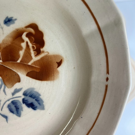 Image 1 of Set of 6 Sarreguemines Dessert Plates with Floral Motif, First Half of the 20th Century
