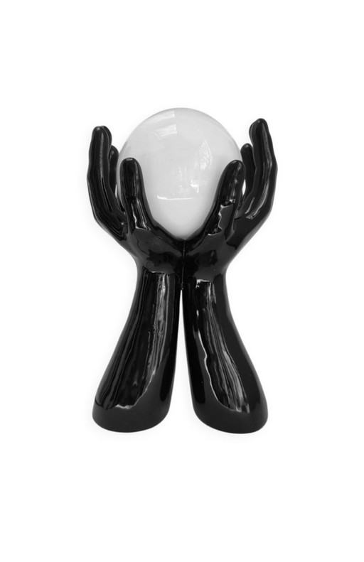 Große schwarze Keramik-Handlampe, 1970er Jahre