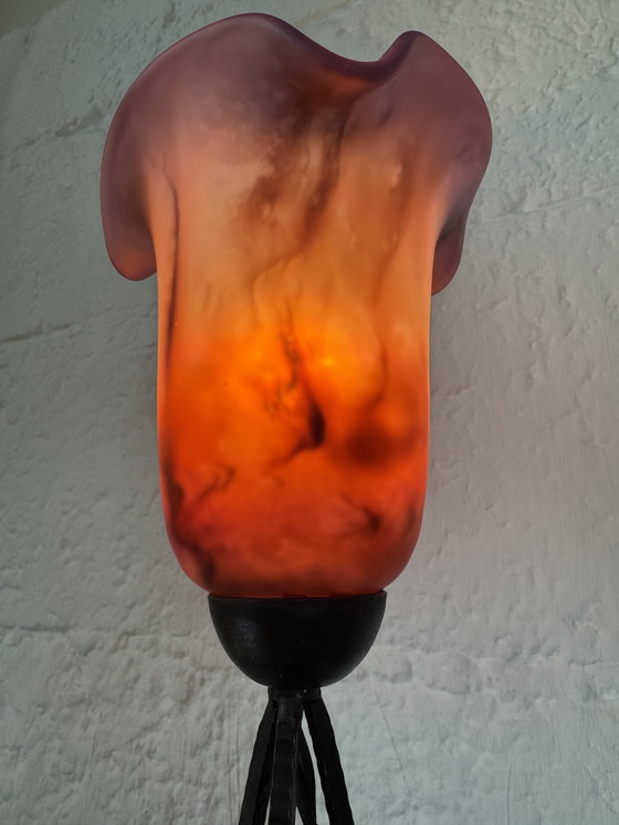 Image 1 of Art Deco tulip wrought iron lamp