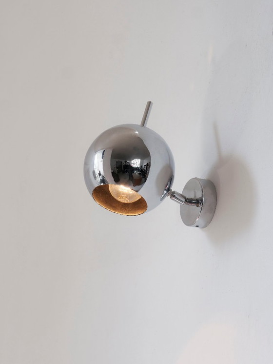 Image 1 of Aplique de pared cromado Eyeball, diseño italiano, años sesenta