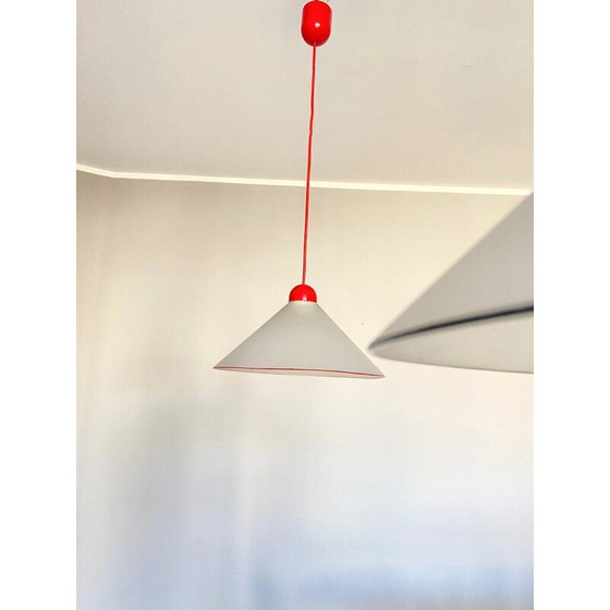 Image 1 of Vintage opal glass pendant lamps, Italy 1970