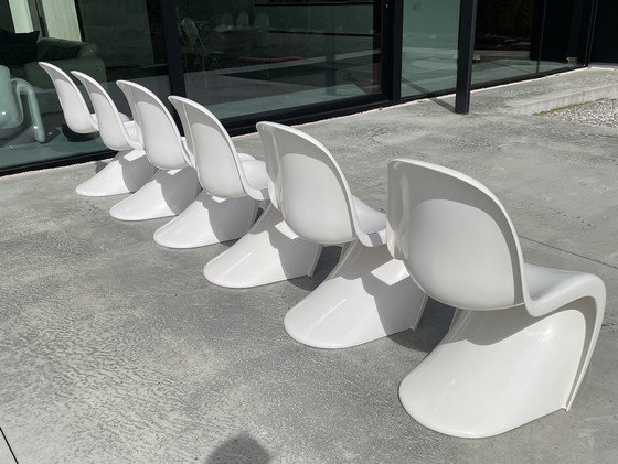 Image 1 of Set van 6 Panton chair Herman Miller wit