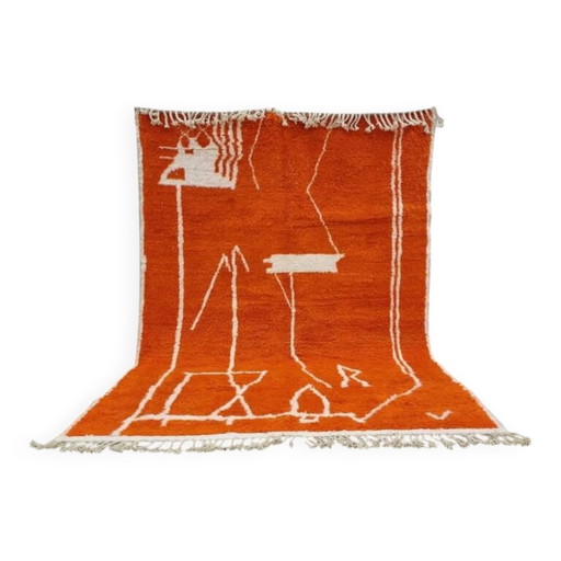 Traditioneller handgefertigter Berber-Orangenteppich 3/2m
