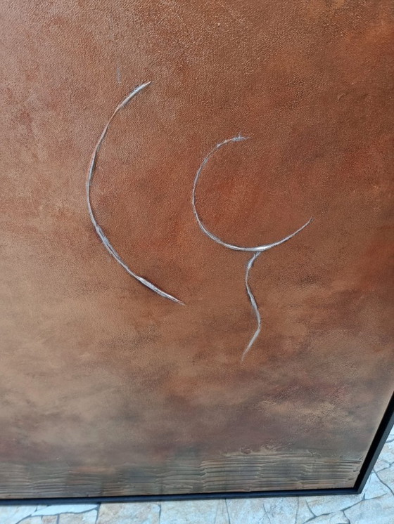 Image 1 of Hand-painted abstract minimalist painting bronze 100x140 cm