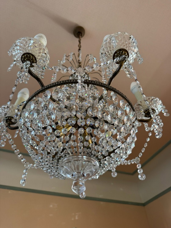 1960s Hot Air Balloon Crystal Chandelier – Brass (photo 7 of 15)