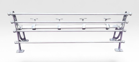 Eichholtz Diseño Perchero de Pared "Maletero de tren" | Cromado | 4 Ganchos + Estante para sombreros | 77 Cm (photo 5 of 15)