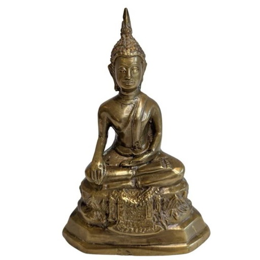 Estatua de Buda tailandés dorada al fuego en Bhumisparsha Mudra – Siglo XIX