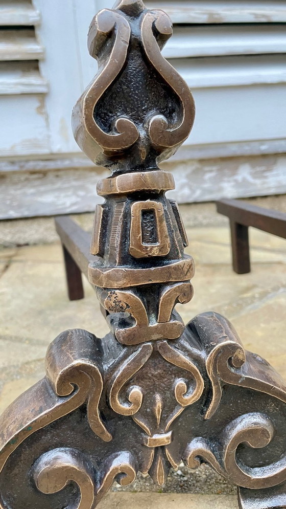 Image 1 of Pair of FOLDING CHENETS Solid Brass VINTAGE