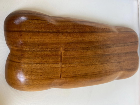 Vintage Wood Serving Bowl XXL 44 cm | Hand-carved Mid Century Snack Bowl with 3 Compartments | Teak Wood (photo 10 of 11)