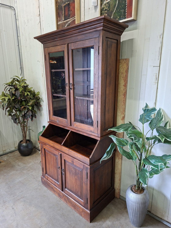 Image 1 of Vetrina in teak, vetrina, mobiletto portavivande, dimensioni 100x52cm x 211cm di altezza.