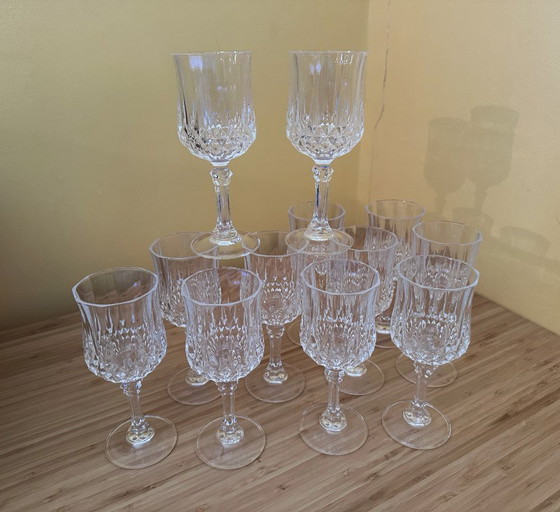 Image 1 of 12 kleine 12cl "Longchamp" Cristal d'Arques vintage glazen