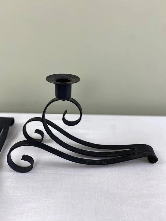Paar schmiedeeiserne Kerzenständer – Kerzenhalter, Iron, Vintage (photo 4 of 14)