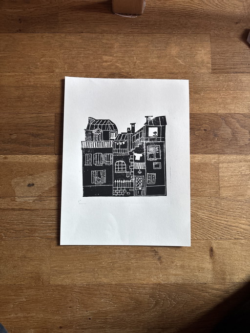 Linocut by Jacques Tati