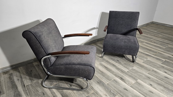 Image 1 of Bauhaus-Chromsessel S411 von Willem Hendrik Gispen für Mücke Melder, 2 Exemplare