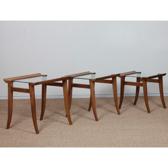 Set van 3 notenhouten nesttafels van Maxime Old, circa 1940 – Salontafels, Wood (photo 2 of 9)