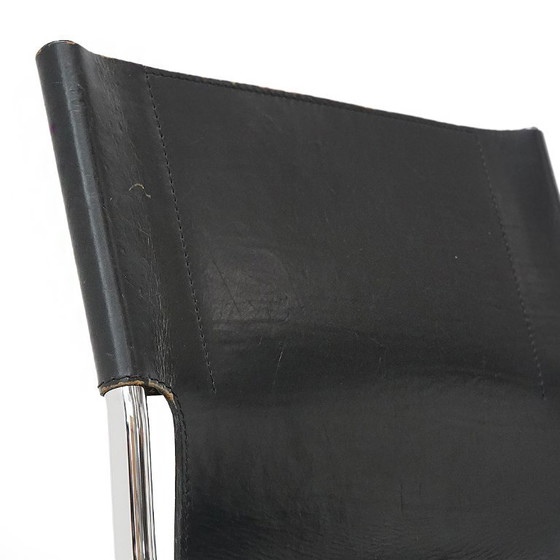 Image 1 of Coppia di sedie in metallo e pelle di Carlo Bartoli per T70, anni '70