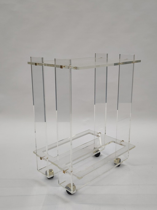 Plexiglas bar cart David Lange style