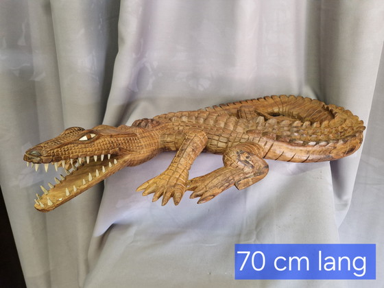 Image 1 of Grand crocodile alligator en bois