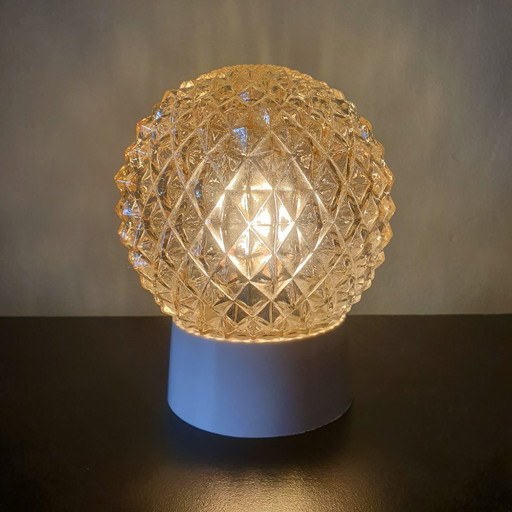 Lampada da soffitto in stile Mid-Century con struttura a pigna/ambra e oro – plafondlampen, Plastic, Glass