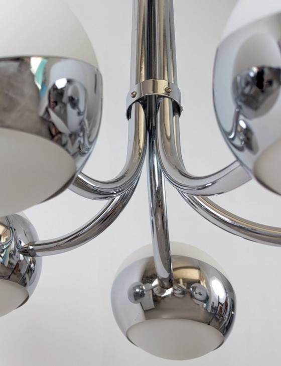 Image 1 of Stilnovo Chrome Chandelier with Glass Spheres, Italy, 1960s